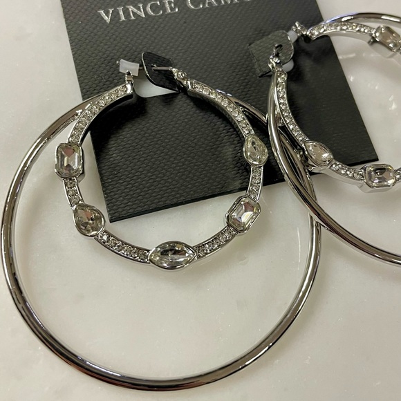 + VINCE CAMUTO + Crystal Hoop Earrings - Picture 3 of 3